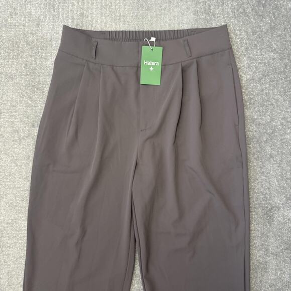 Halara Pants Womens Large Gray/Brown Regular Pleat Front Elastic Waist Straight - Picture 2 of 11